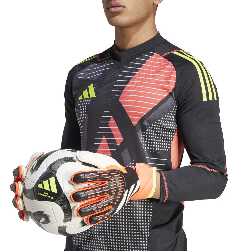 adidas Predator Match Fingersave Goalkeeper Gloves - Black/Solar Red/Solar Yellow