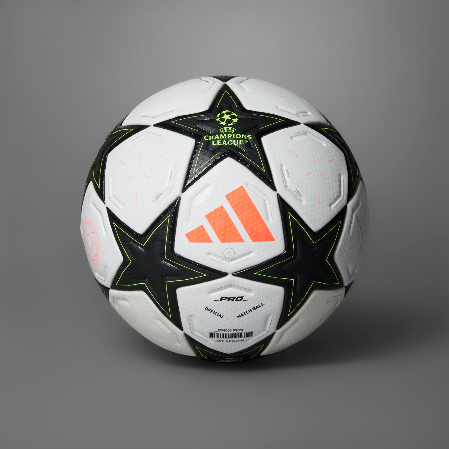 adidas UCL 24-25 Pro ball Group Stage - White / Aurora Black / Platinum Metallic / Team Solar Yellow