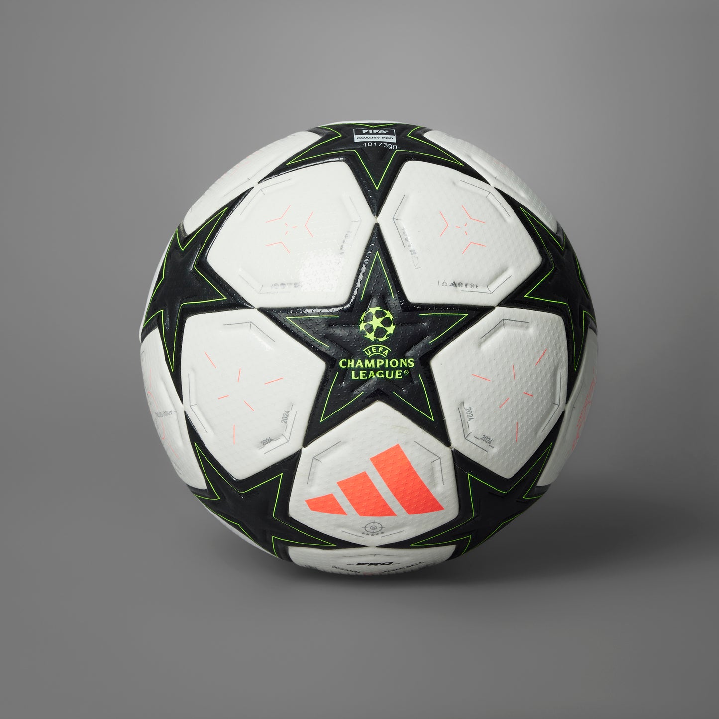 adidas UCL 24-25 Pro ball Group Stage - White / Aurora Black / Platinum Metallic / Team Solar Yellow