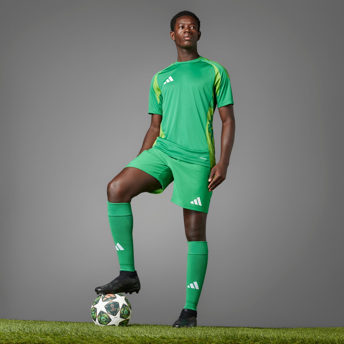adidas UCL 24-25 Pro ball knockout stages - White / Shadow Green / Solar Slime