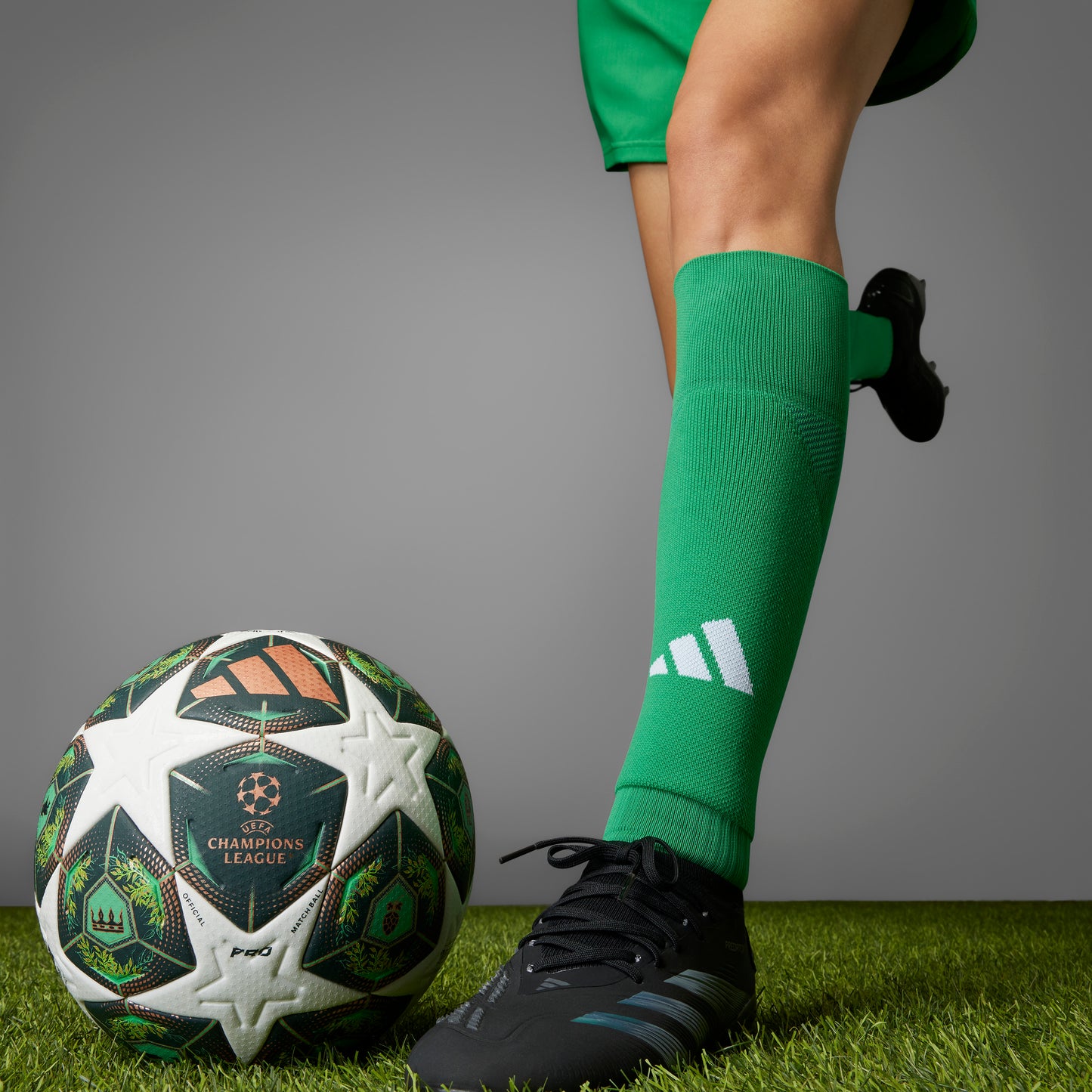 adidas UCL 24-25 Pro ball knockout stages - White / Shadow Green / Solar Slime