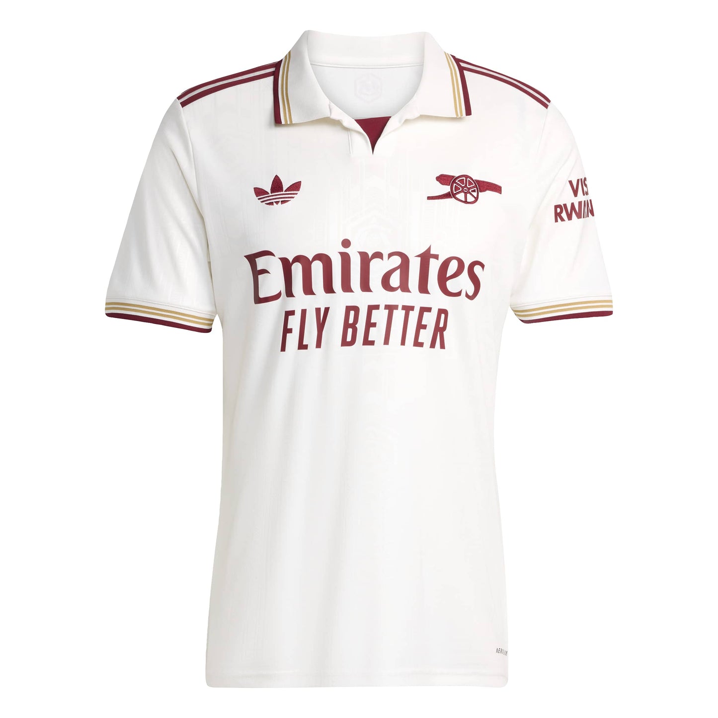 adidas Arsenal FC 25-26 Third Jersey - Cloud White / Team Coll Burgundy 2