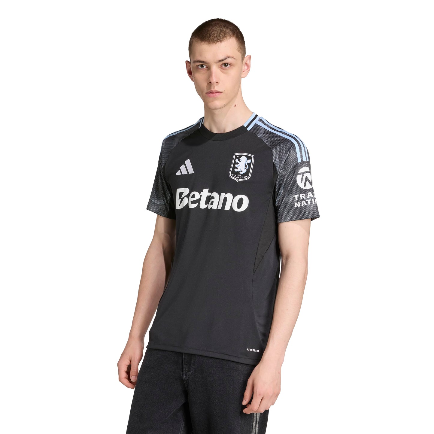 adidas Aston Villa FC 25-26 Away Jersey - Black / Glow Blue