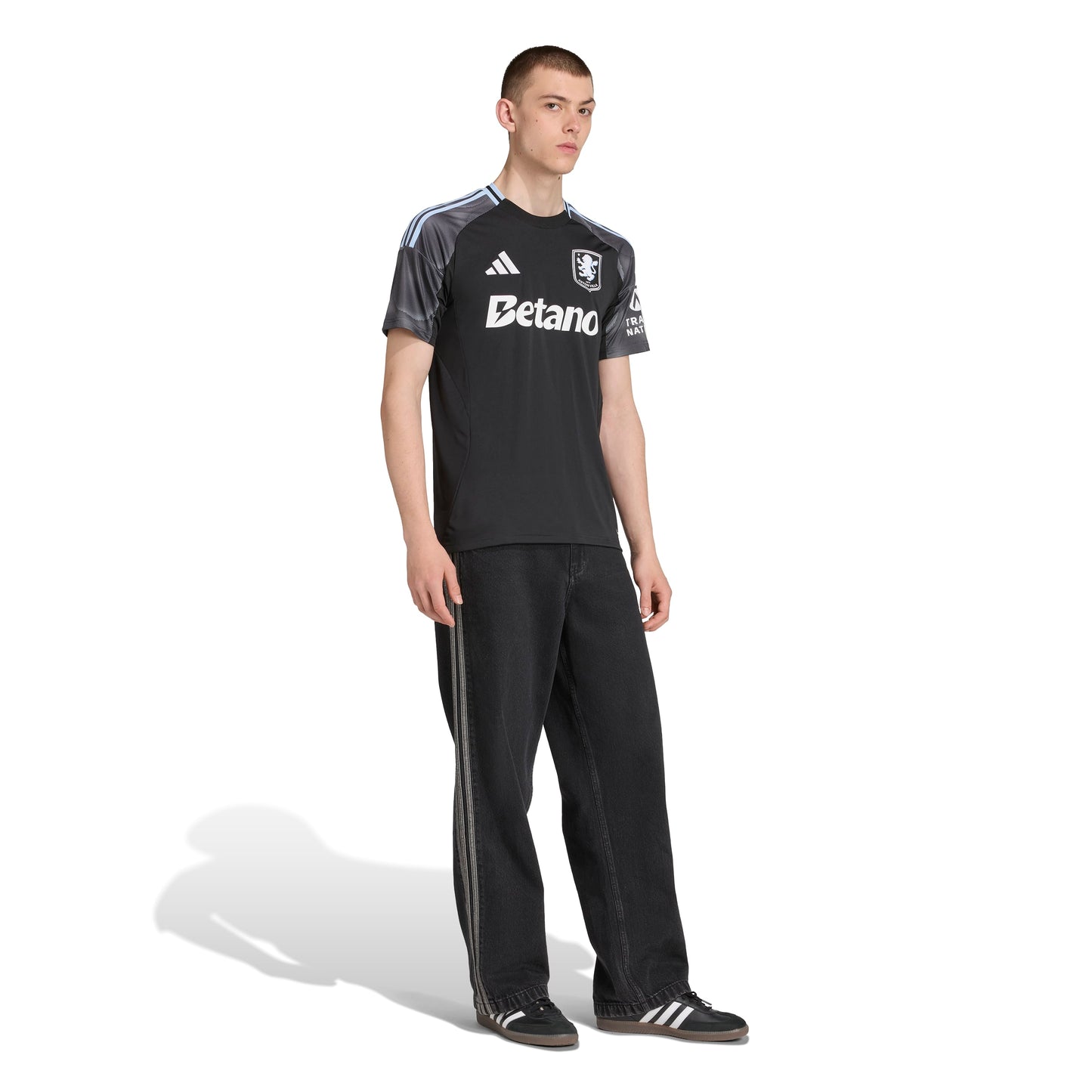 adidas Aston Villa FC 25-26 Away Jersey - Black / Glow Blue