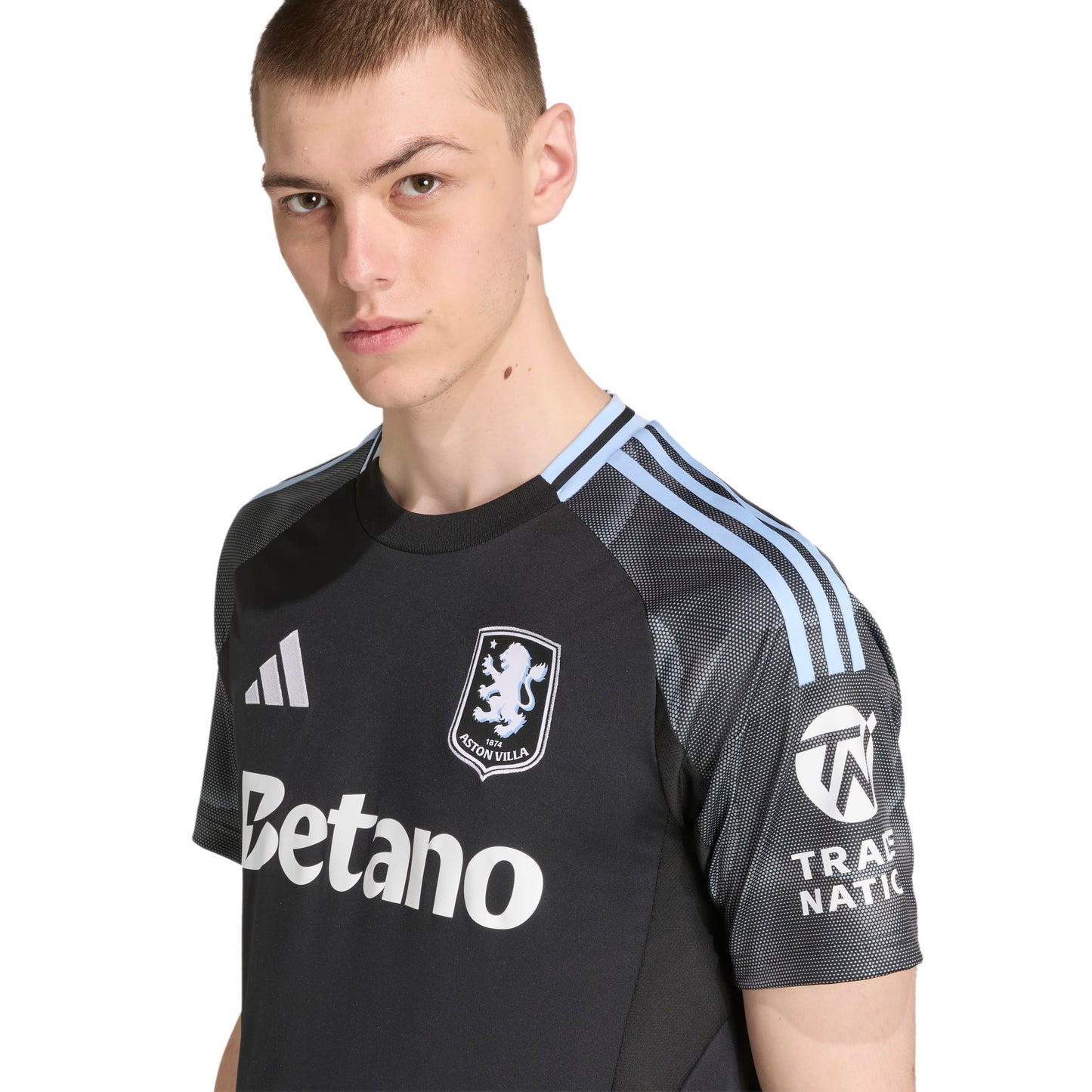adidas Aston Villa FC 25-26 Away Jersey - Black / Glow Blue