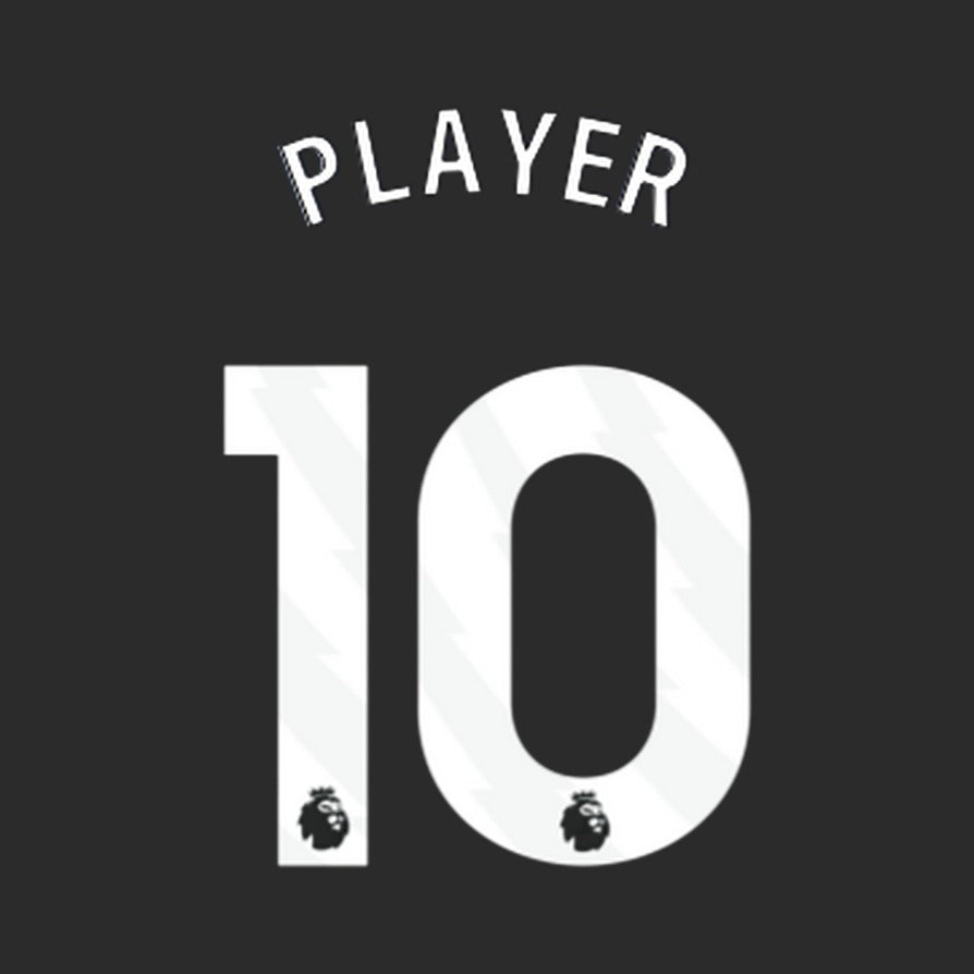 Official print: licensed league font, PLAYER 10 in white