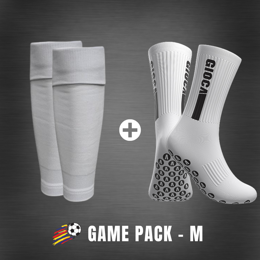 Game Pack | GIOCA Grip Socks + Footless Socks - White (Size: M)