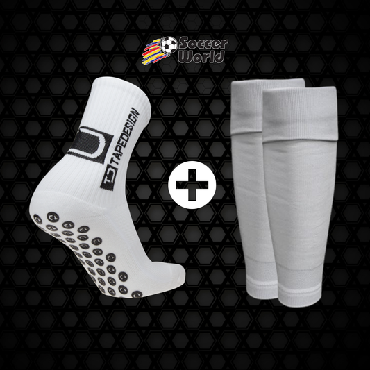 Game Pack | TapeDesign Grip Socks + Footless Socks - White (Size: M-L)