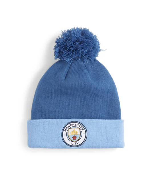 Puma Manchester City ESS Pom Pom Beanie - Puma Navy-Team Light Blue