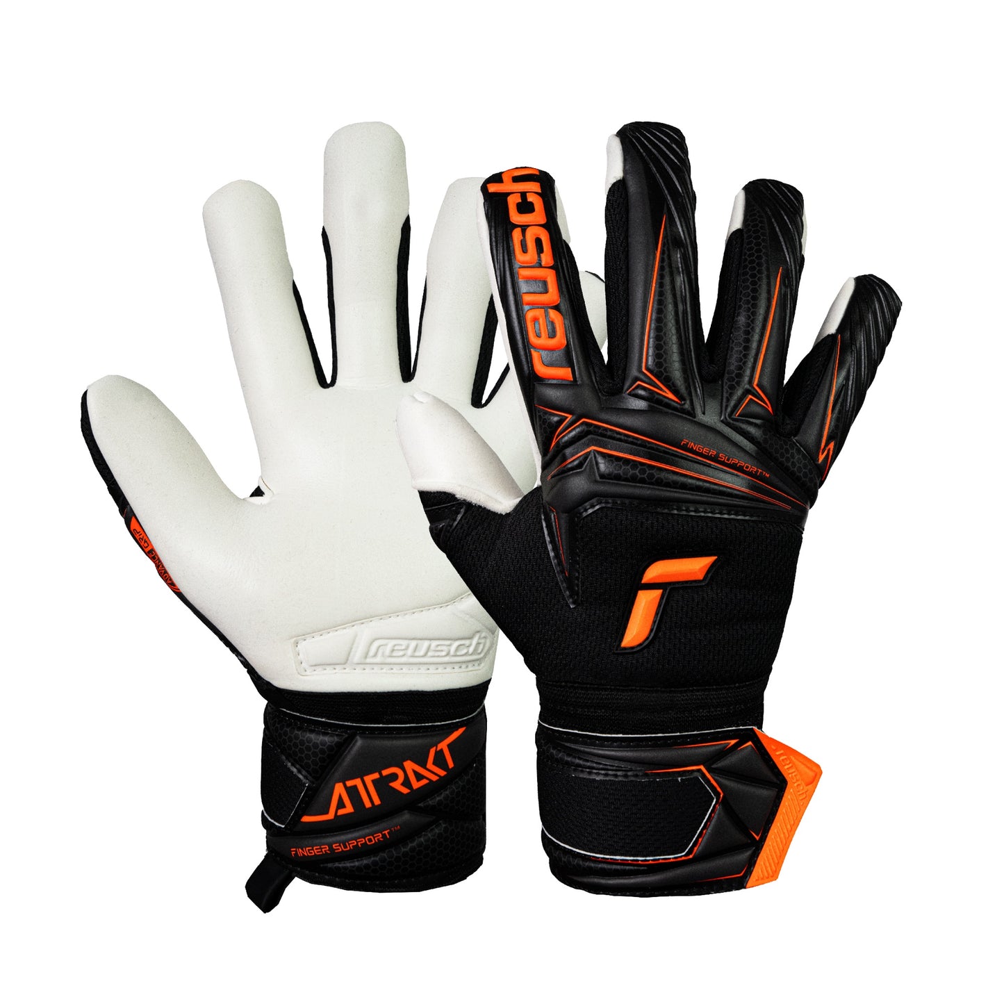 Reusch Attrakt Advance Finger Support - black / shocking orange
