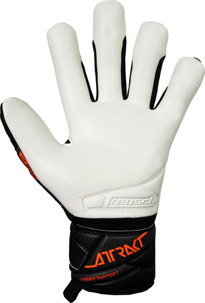 Reusch Attrakt Advance Finger Support - black / shocking orange