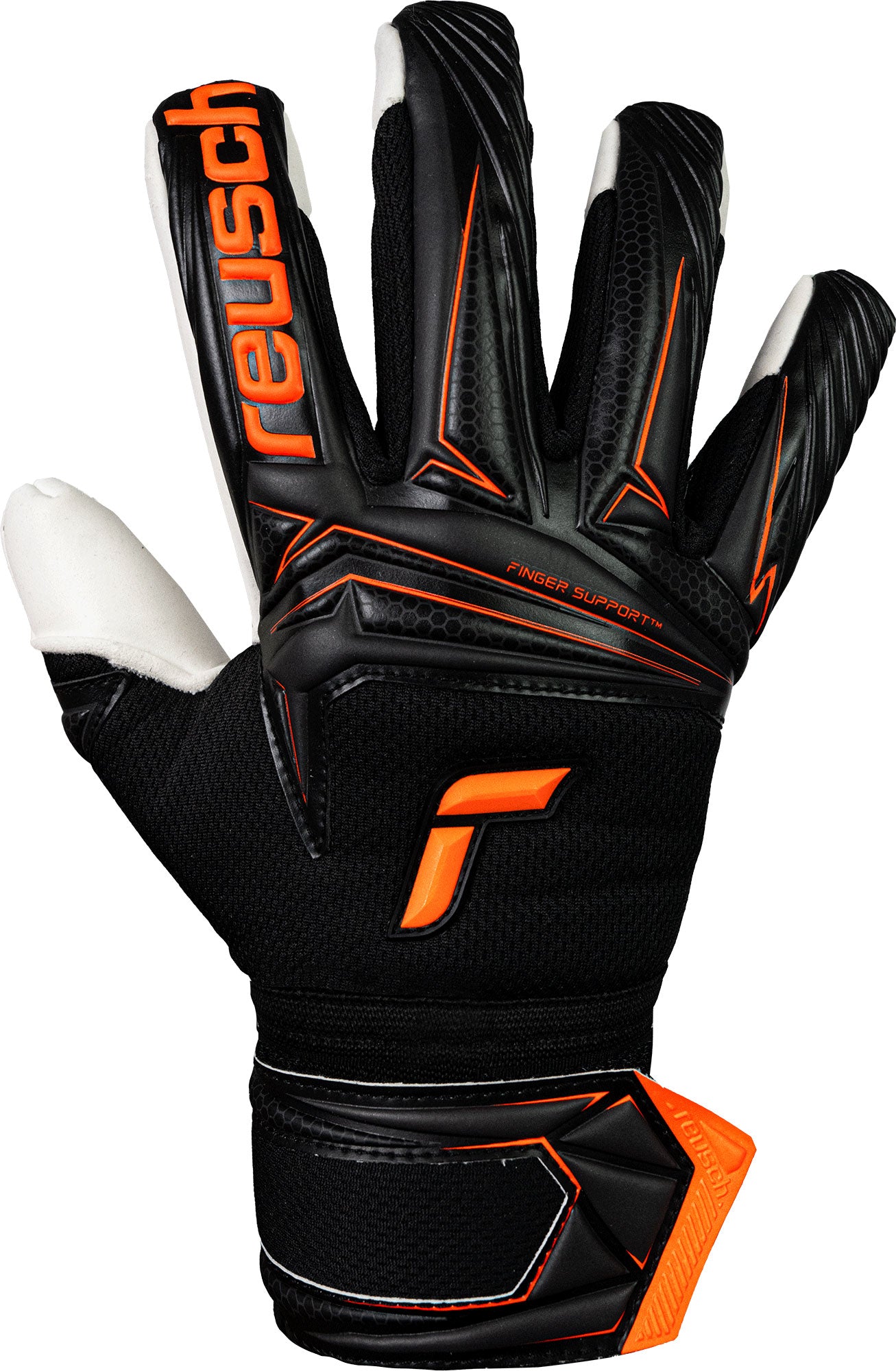 Reusch Attrakt Advance Finger Support - black / shocking orange