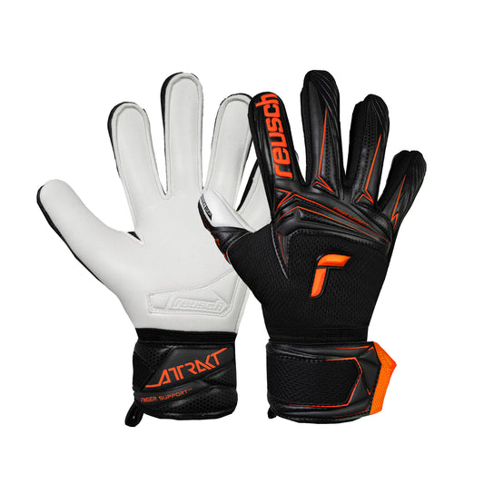 Reusch Attrakt Advance Finger Support Junior - black / shocking orange