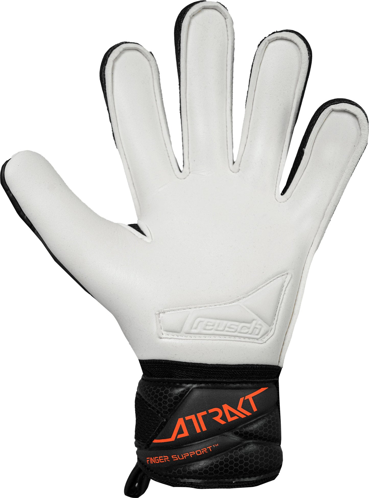 Reusch Attrakt Advance Finger Support Junior - black / shocking orange