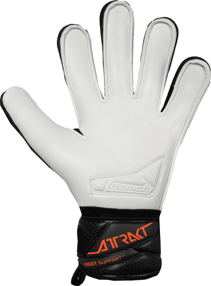 Reusch Attrakt Advance Finger Support Junior - black / shocking orange