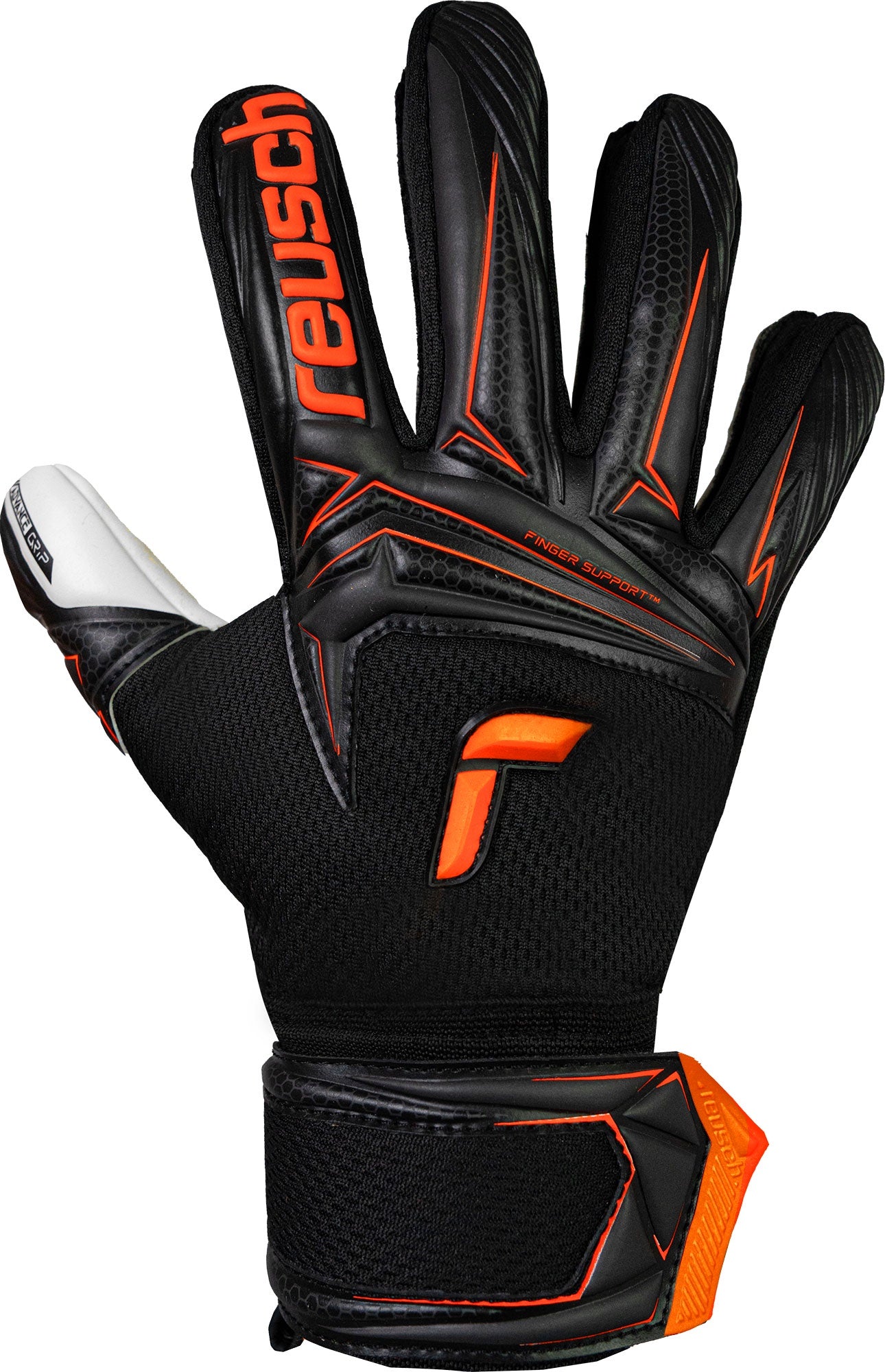 Reusch Attrakt Advance Finger Support Junior - black / shocking orange
