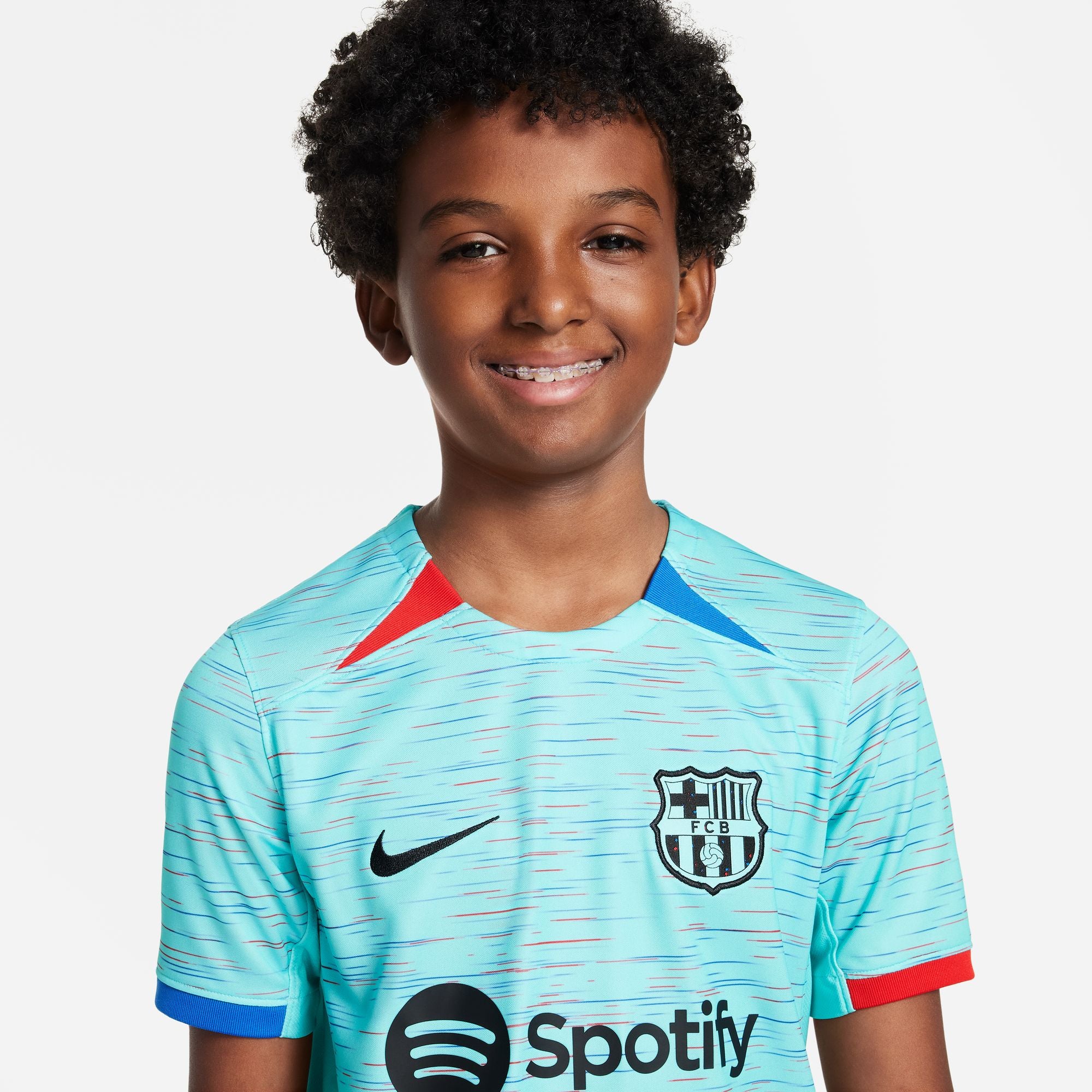 Nike Kids FCB Barcelona Soccer Training Jersey newest Aqua Medium