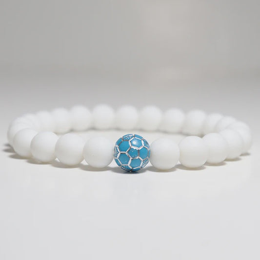 Football Style Bracelet - Matte Stone Beaded