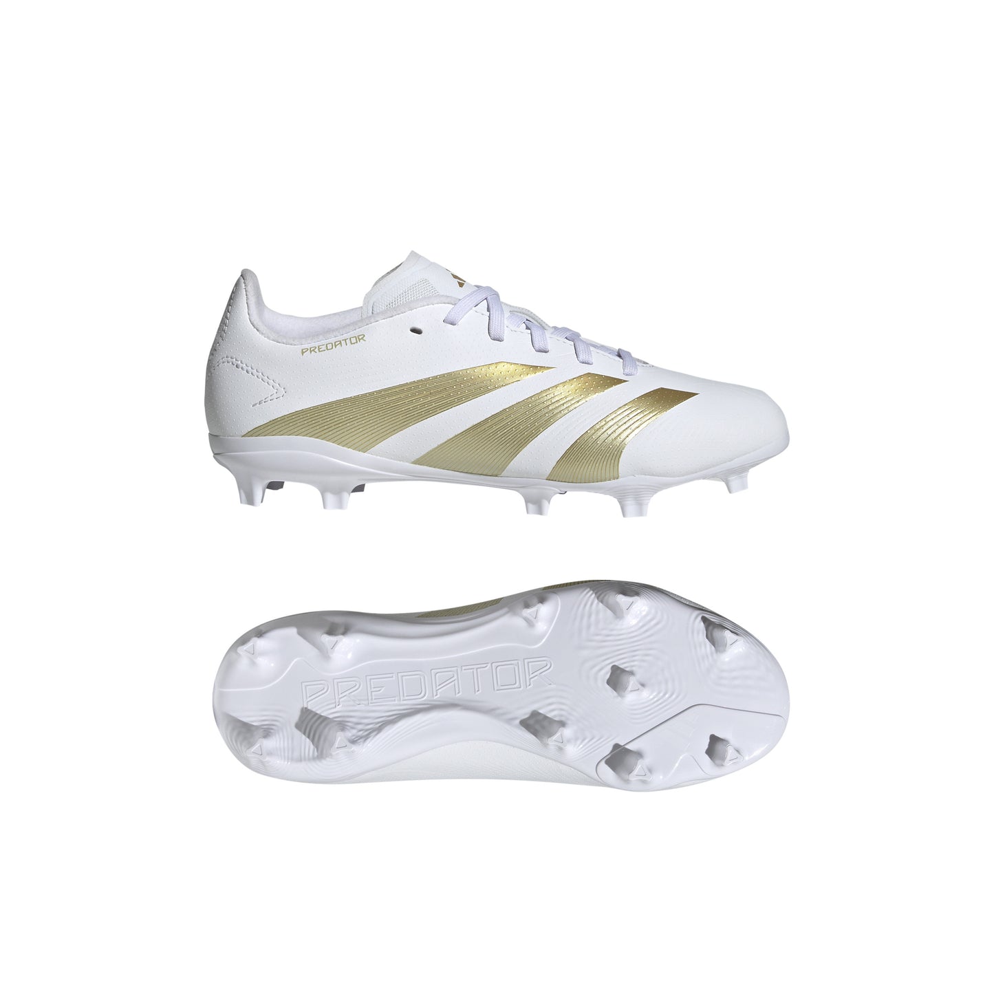 adidas Predator League J FG - Cloud White / Gold Metallic / Sandy Beige Met