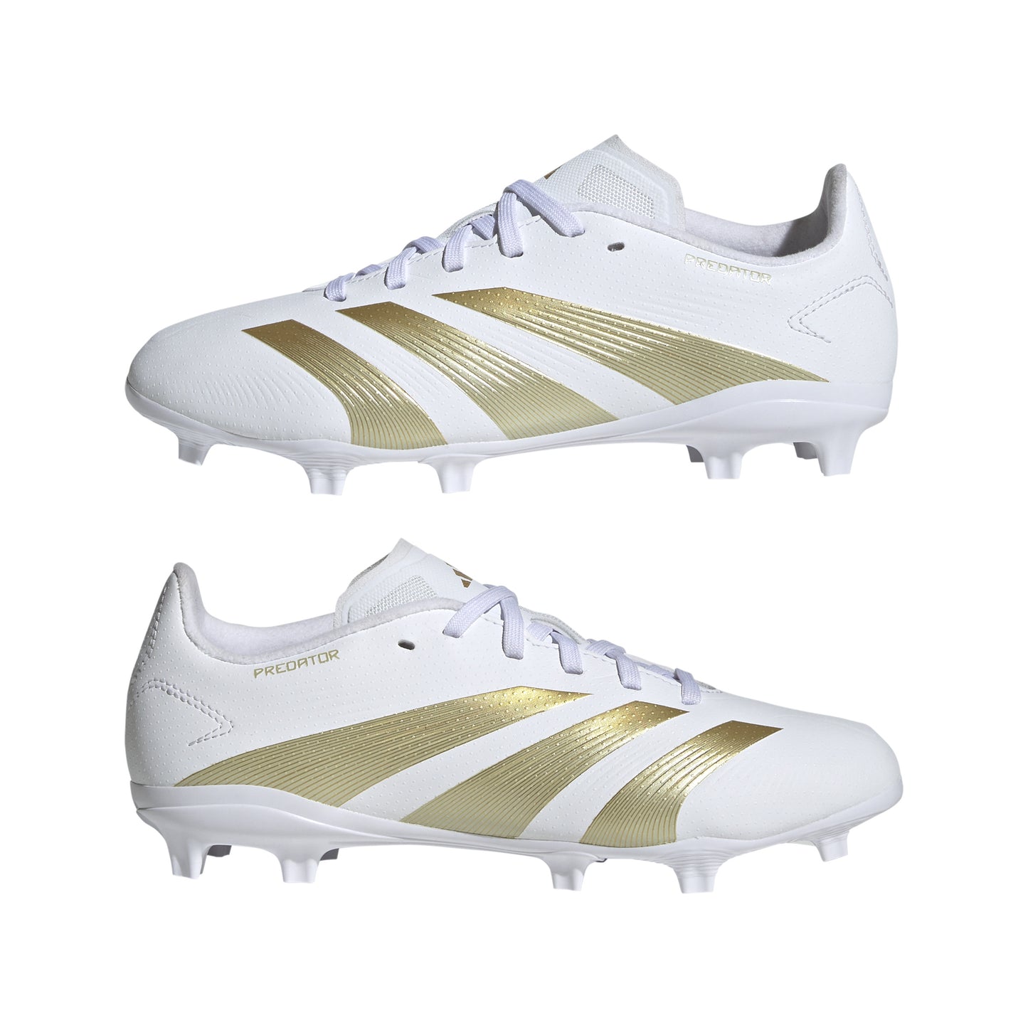 adidas Predator League J FG - Cloud White / Gold Metallic / Sandy Beige Met