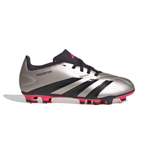 adidas Predator Club Flexible Ground Boots Kids - Platinum Metallic / Aurora Black / Turbo