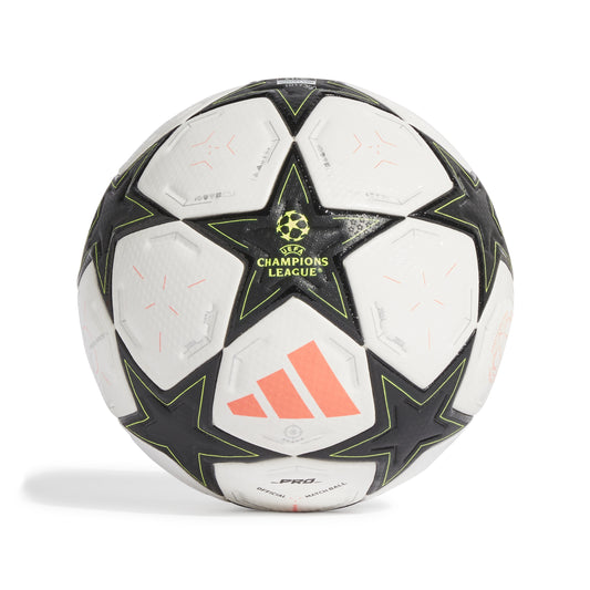 adidas UCL 24-25 Pro ball Group Stage - White / Aurora Black / Platinum Metallic / Team Solar Yellow