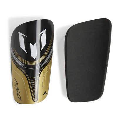 adidas Messi Club Shin Guards - Core Black / Gold Metallic / White