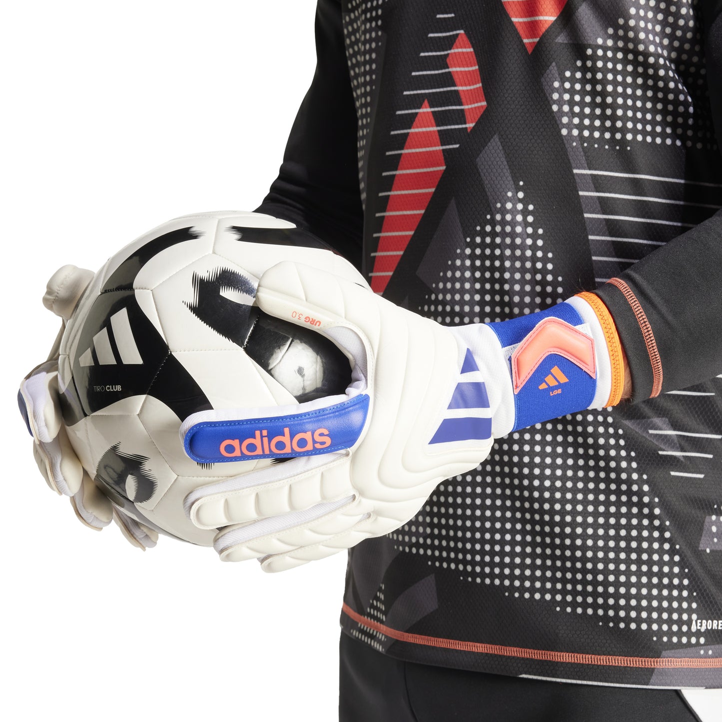 adidas Copa League Goalkeeper Gloves - White / Lucid Blue / Solar Red