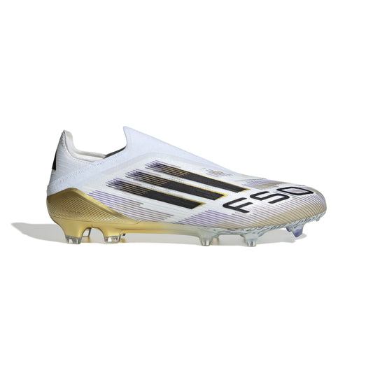 adidas F50 Elite Laceless FG - White / Core Black / Gold Metallic