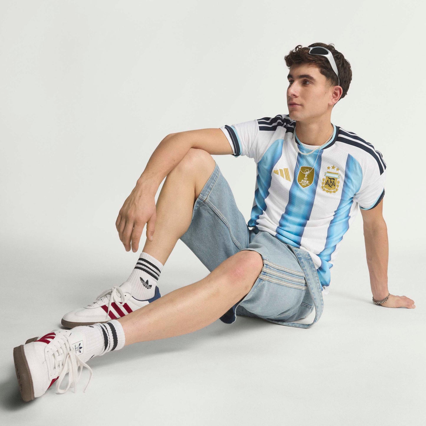 adidas Argentina 26 Authentic Home Jersey - White / Icey Blue / Light Blue