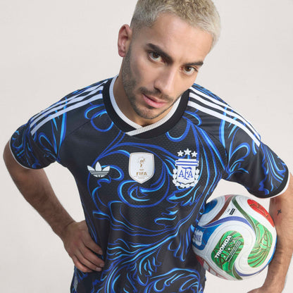 adidas Argentina 26 Away Authentic Jersey - Black / Lucid Blue / Blue Burst
