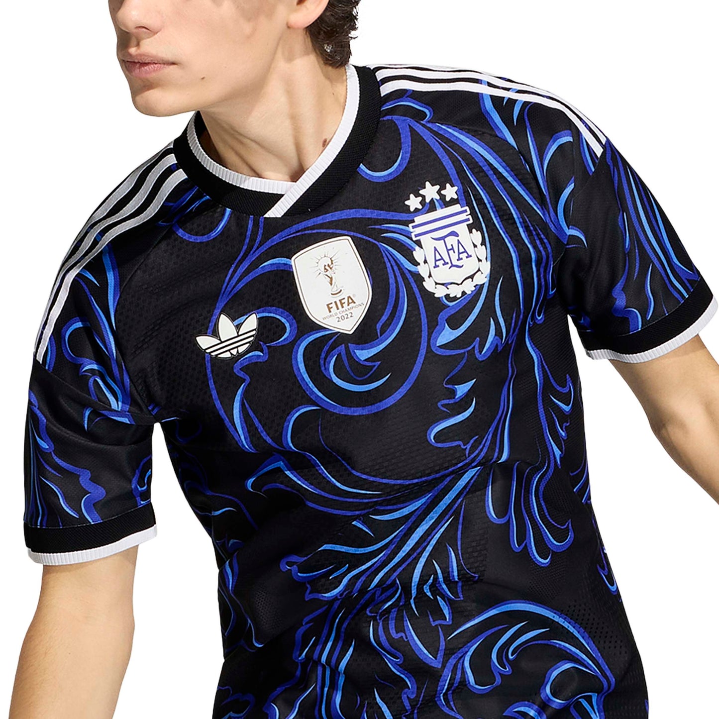 adidas Argentina 26 Away Authentic Jersey - Black / Lucid Blue / Blue Burst