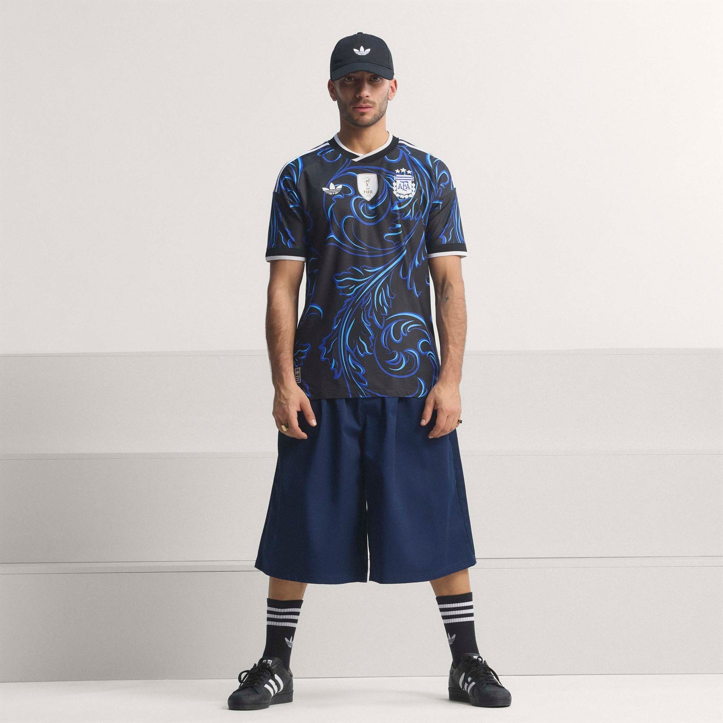 adidas Argentina 26 Away Authentic Jersey - Black / Lucid Blue / Blue Burst