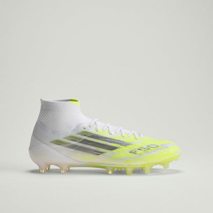 adidas F50 Sparkfusion Elite Mid Cut Firm Ground / Artificial Ground - Cloud White / Iron Metallic / Hi-Res Yellow