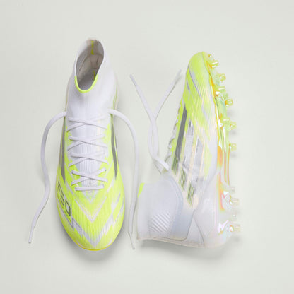 adidas F50 Sparkfusion Elite Mid Cut Firm Ground / Artificial Ground - Cloud White / Iron Metallic / Hi-Res Yellow