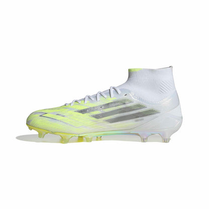 adidas F50 Sparkfusion Elite Mid Cut Firm Ground / Artificial Ground - Cloud White / Iron Metallic / Hi-Res Yellow