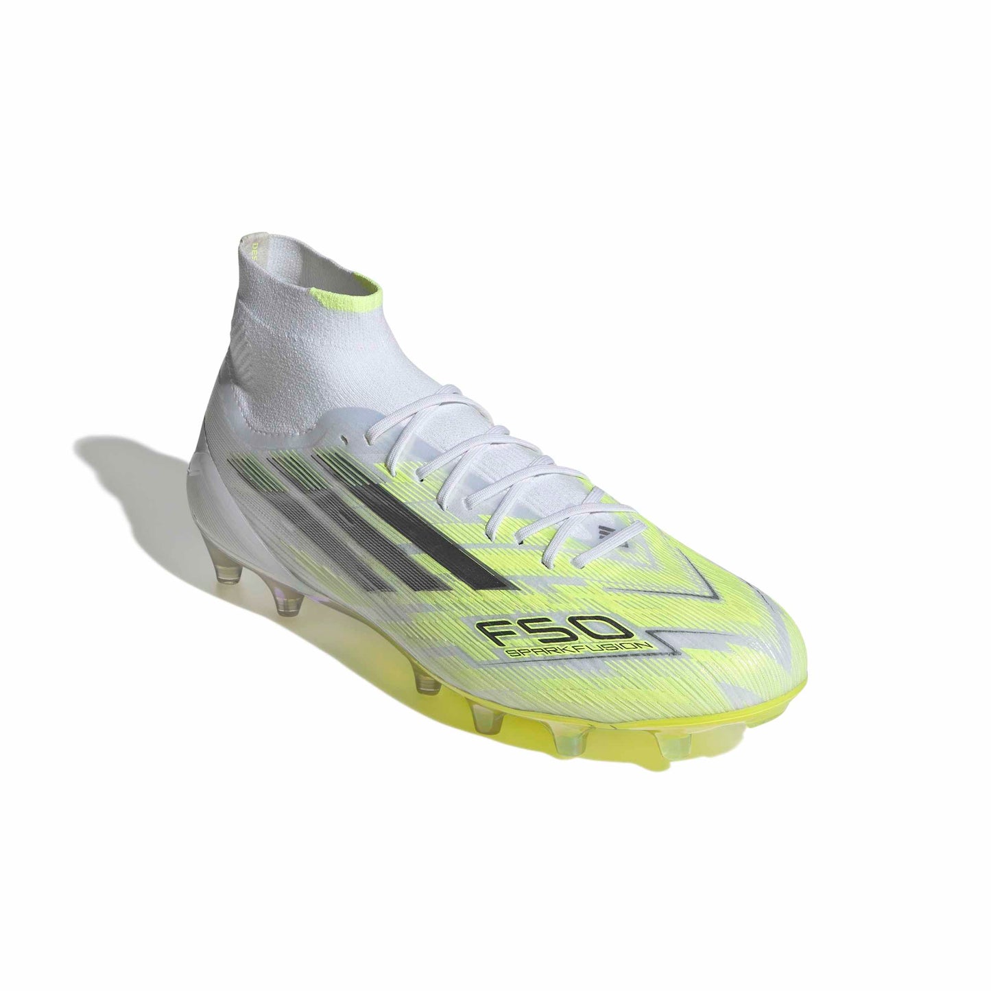 adidas F50 Sparkfusion Elite Mid Cut Firm Ground / Artificial Ground - Cloud White / Iron Metallic / Hi-Res Yellow