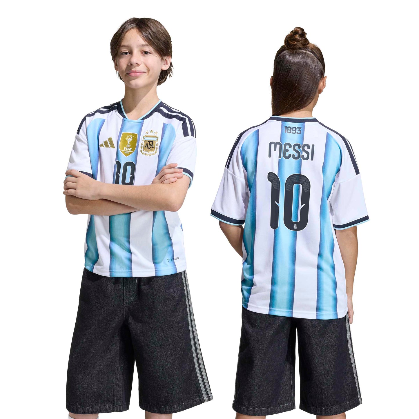 adidas Argentina 26 Messi Kids Home Jersey - White / Icey Blue / Light Blue