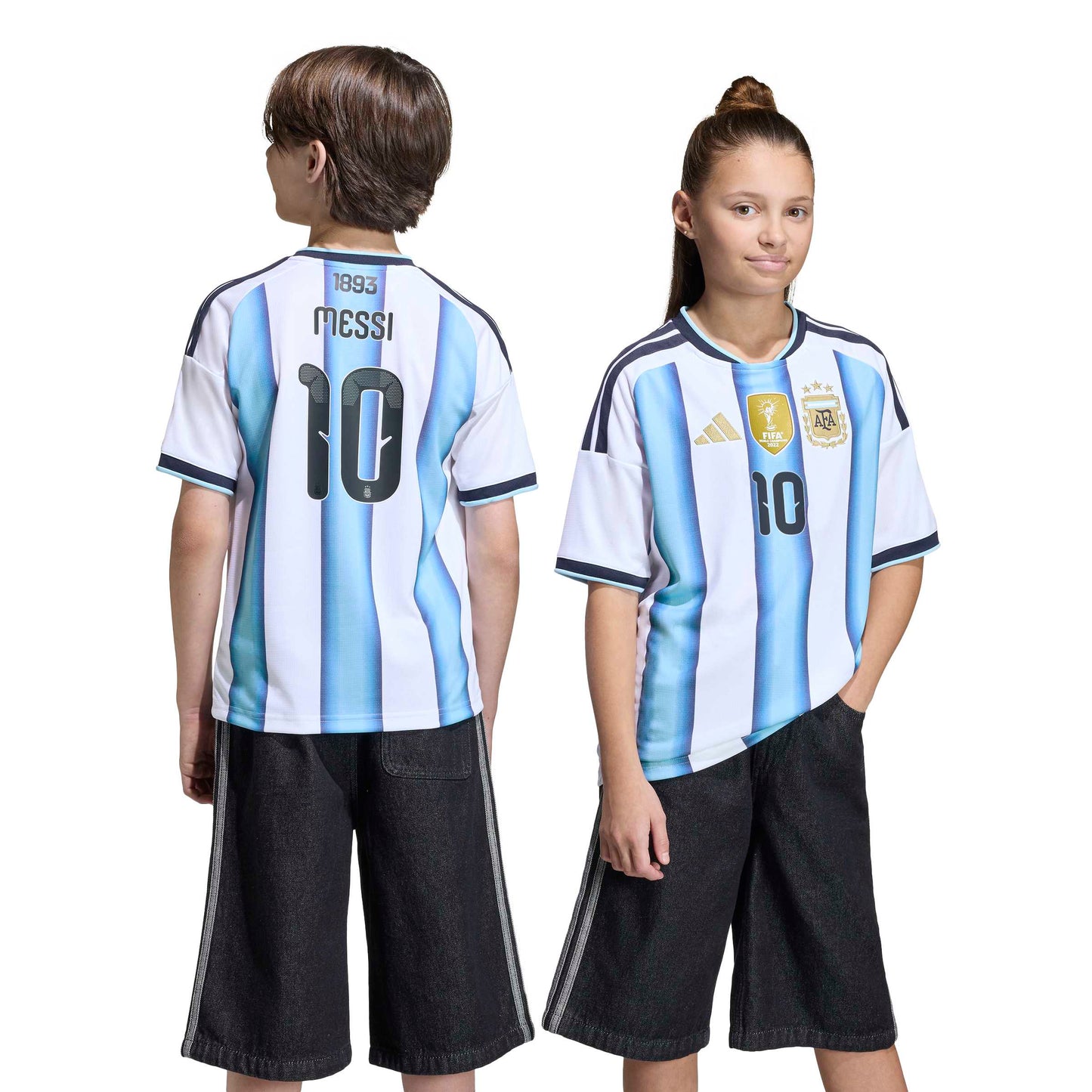 adidas Argentina 26 Messi Kids Home Jersey - White / Icey Blue / Light Blue