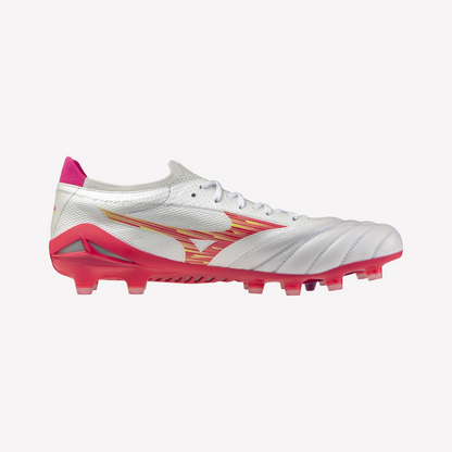 Mizuno Morelia Neo IV Beta Elite FG - White/Pink Tetra/Fuchsia Purple