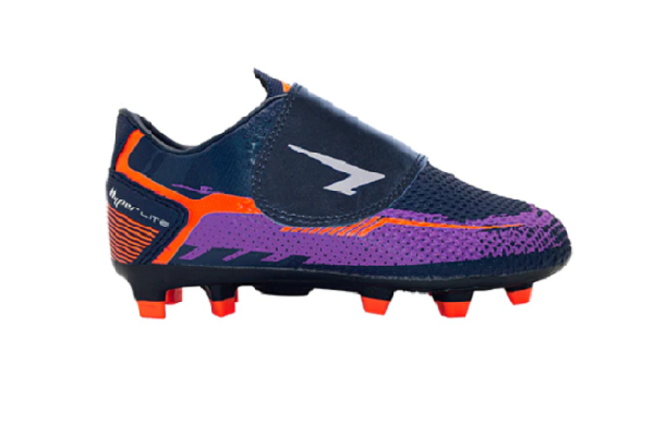 Knight Junior Football Boots - Navy/Purple VELCRO Strap