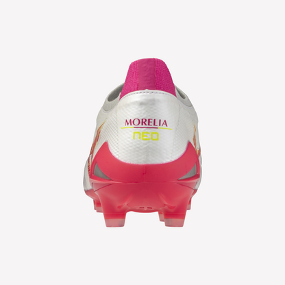 Mizuno Morelia Neo IV Beta Elite FG - White/Pink Tetra/Fuchsia Purple