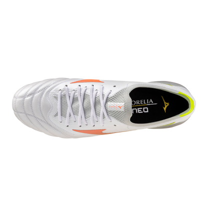 Mizuno Morelia Neo V Beta Elite FG - White/Lava Orange/Evening Primrose