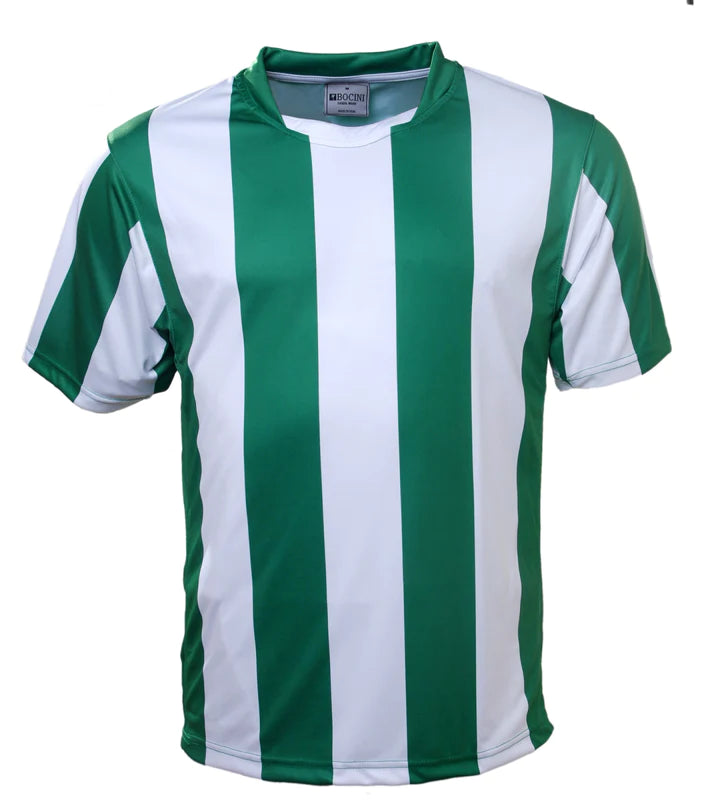 Bocini Adults Striped Football Jersey - Emerald Green/White