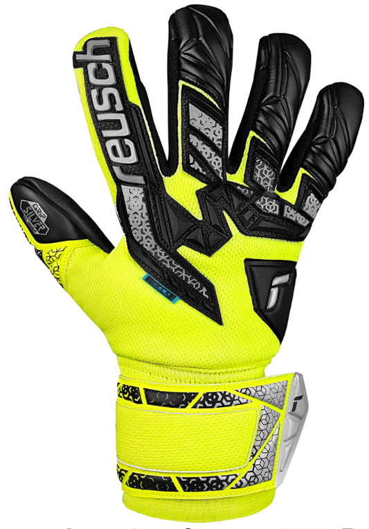 Reusch Attrakt Freegel Silver JR - safety yellow silver black