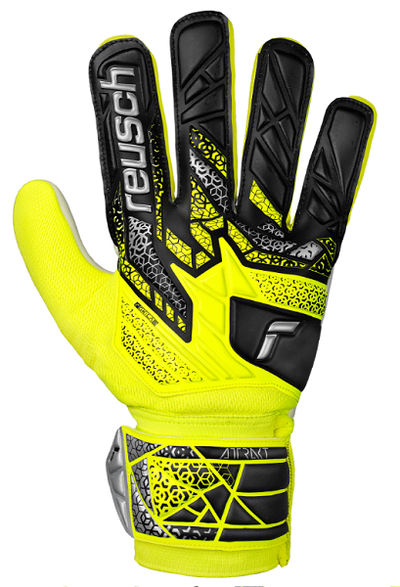 Reusch Attrakt Starter Solid goalkeeper gloves — Safety Yellow/Silver