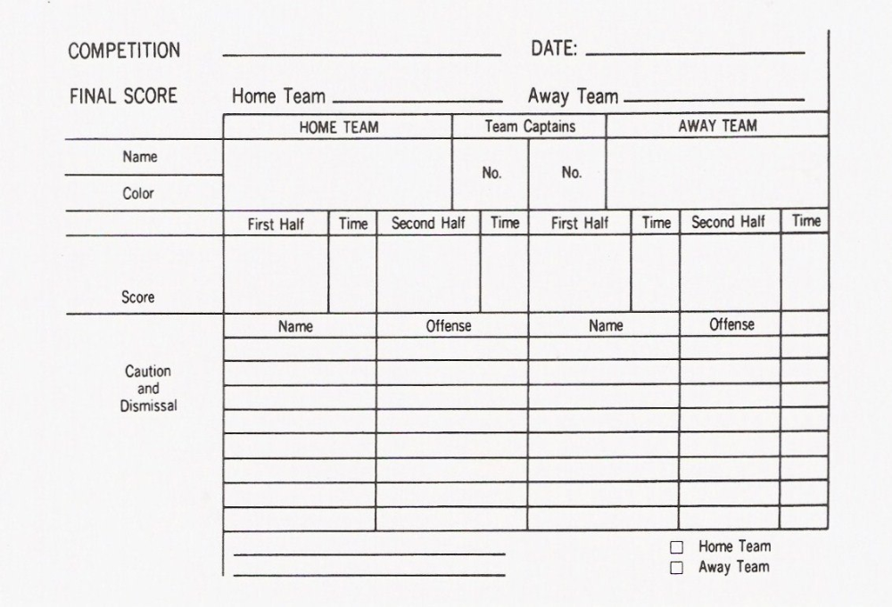 Referee Replacement Score Sheet Pad