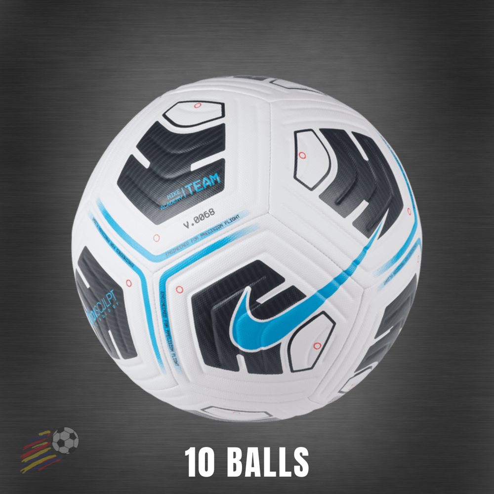 Ball Pack 10 Nike Academy Team Football White Black LT Blue Fury