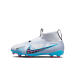 Nike Jr. Zoom Mercurial Superfly 9 Pro FG - WHITE/BALTIC BLUE-PINK BLAST-INDIGO HAZE