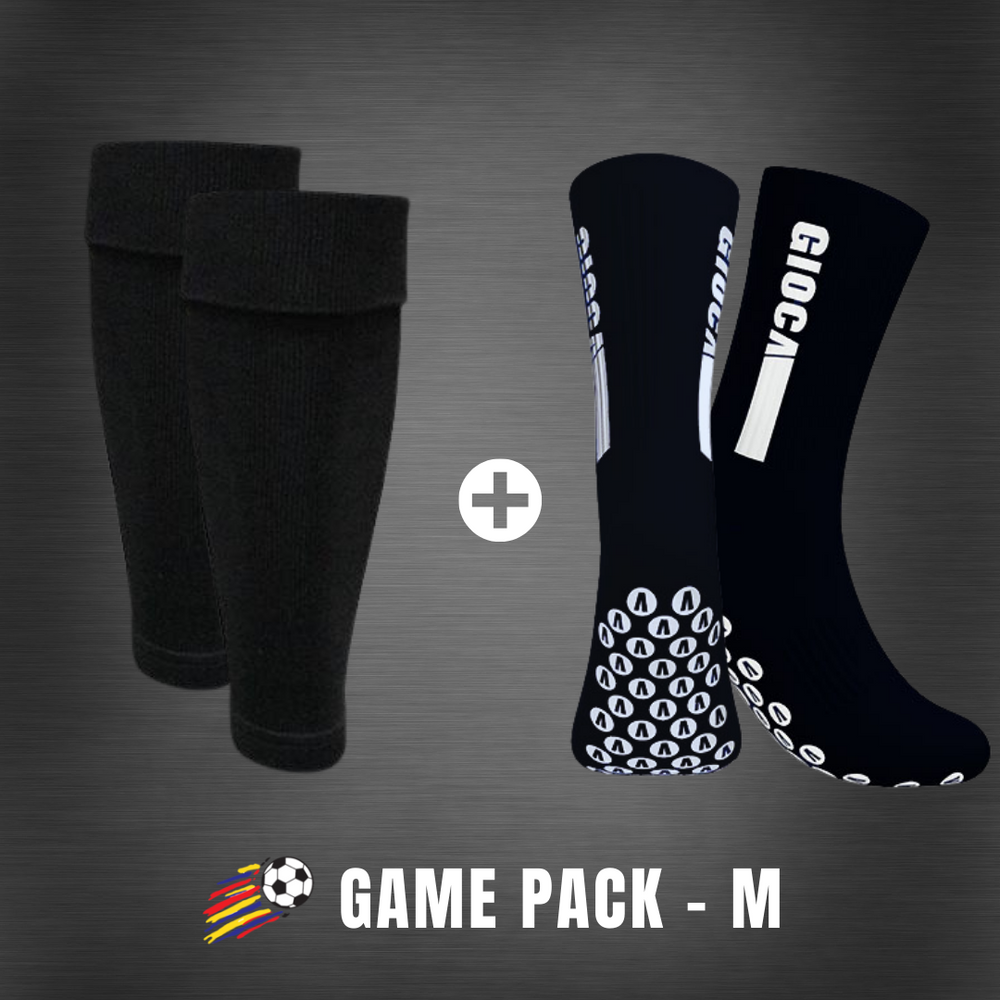 Game Pack  GIOCA Grip Socks + Footless Socks - Black (Size: M